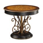 Black and Brown Round Inlay Top Accent Table