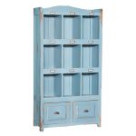 Blue Distressed 2 Drawer Storage Cabinet