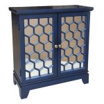 Blue Honeycomb 2-Door Mirrored Cabinet