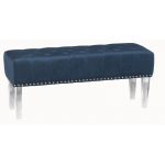 Blue Ink Velvet Tufted Bench with Acrylic Legs