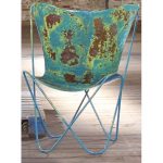 Blue Rustic Iron Butterfly Chair