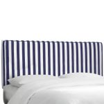 Blue & White Stripe Upholstered Twin Headboard