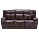 Bordeaux Burgundy Leather-Match Power Triple Reclining Sofa – K-Motion