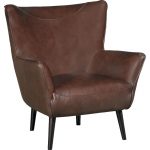 Brown Leather-Match Wing Back Accent Chair – Jet