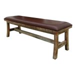 Brown Rustic Bench with Upholstered Seat – Antique