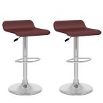 Brown and Chrome Curved Adjustable Bar Stool (Set of 2)
