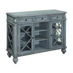 Burnished Blue 3 Drawer and 2 Door Open Display Credenza
