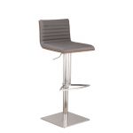 Cafe Stainless Steel & Gray Adjustable Bar Stool