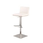 Cafe Stainless Steel & White Adjustable Bar Stool