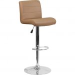 Cappuccino Vinyl Adjustable Barstool with Chrome Base