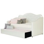 Caroline Pearl White Upholstered Daybed with Trundle