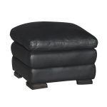 Casual Contemporary Black Leather Ottoman – Tanner