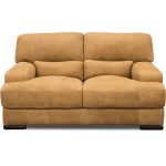 Casual Contemporary Palomino Brown Leather Loveseat – Stallone