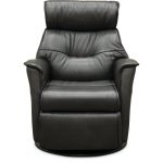 Charcoal Gray Leather Compact Swivel Glider Power Recliner – Captain