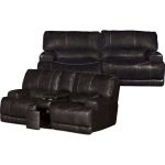 Charcoal Gray Leather-Match Power Reclining Sofa & Loveseat – Stampede
