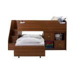Cherry Twin Loft Bed with Trundle and Storage Unit (39 Inch) – Mobby