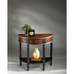 Cherry and Black Demilune Console Accent Table