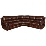 Chestnut Brown Leather-Match 5-Piece Power Reclining Sectional.