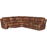Chestnut Brown Leather-Match 6-Piece Power Reclining Sectional.