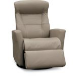 Cinder Leather Large Swivel Glider Power Recliner – Grove