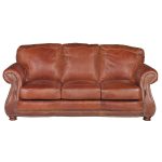Classic Traditional Brandy Brown Leather Sofa