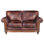 Classic Traditional Brown Leather Loveseat – Toberlone