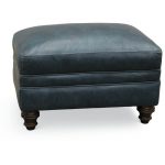 Classic Traditional Navy Blue Leather Ottoman – Admiral