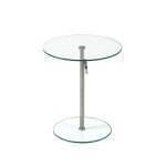 Clear Glass/Stainless Steel Adjustable Side Table – Radinka