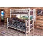 Clear Lacqured Log Twin-over-Full Bunk Bed – Montana