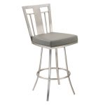 Cleo Gray & Stainless 26 Inch Metal Counter Stool