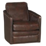 Coffee Brown Leather-Match Swivel Barrel Chair – Piper
