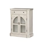 Colonial White Rub Cathedral 2 Door Cabinet