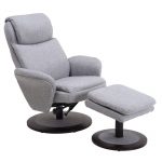 Comfort Chair Light Gray Fabric Swivel, Recliner with Ottoman