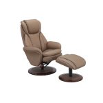 Comfort Chair Sand Leather Swivel, Recliner with Ottoman