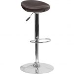 Contemporary Backless Brown Vinyl Adjustable Barstool