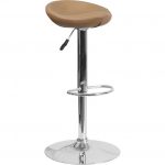 Contemporary Backless Cappuccino Vinyl Adjustable Barstool