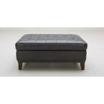 Contemporary Charcoal Gray Leather Ottoman – Nigel