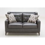 Contemporary Charcoal Leather Loveseat – Nigel