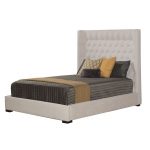 Cream White Contemporary Classic Upholstered King Size Bed – Carly.