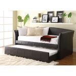 Dark Brown Upholstered Day Bed with Trundle – Ryan