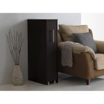 Dark Brown Wood Single Door Bookcase