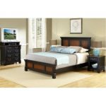 Dark Cherry Queen Bed, Media Chest of Drawers, and Nightstand – Aspen