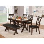 Dark Cherry Transitional 6-Piece Dining Set with Bench – Westerly