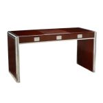 Dark Cherry and Burgundy 3 Drawer Desk with Leather Writing Surface