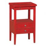 Deep Red Distressed Accent Table – Aries