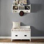 Distressed White Two-Piece Entryway Bench and Shelf – Fremont