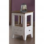 Distressed White and Brown Chair Side Table