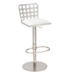 Dune White and Stainless Adjustable Barstool