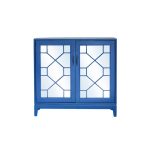 Electric Blue Low Cabinet with Mirrored Doors – Indochine
