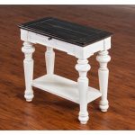 European Cottage Charcoal Gray & White Chair Side Table